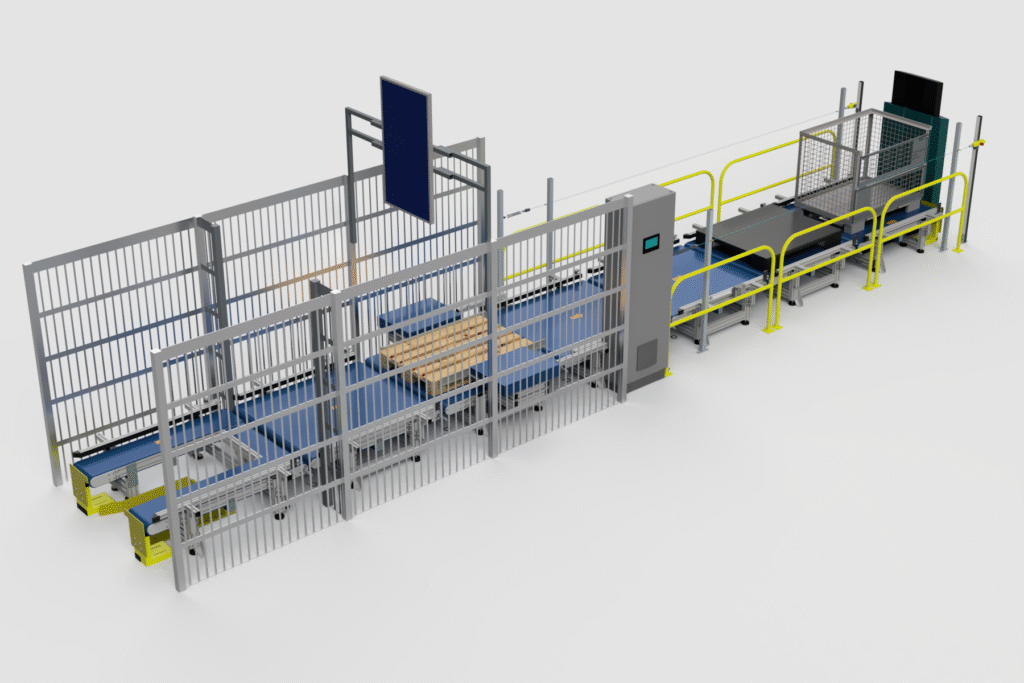 Conveyor for robot forklifts