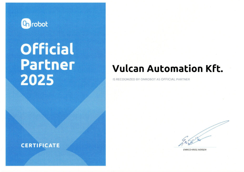 A Vulcan Automation az OnRobot hivatalos partnere