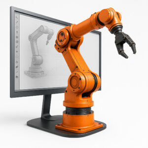 Robot in front of PC screen