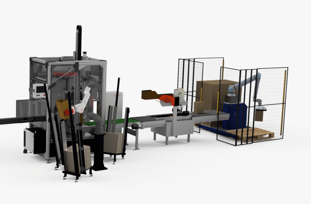 Wine bottle packaging line render